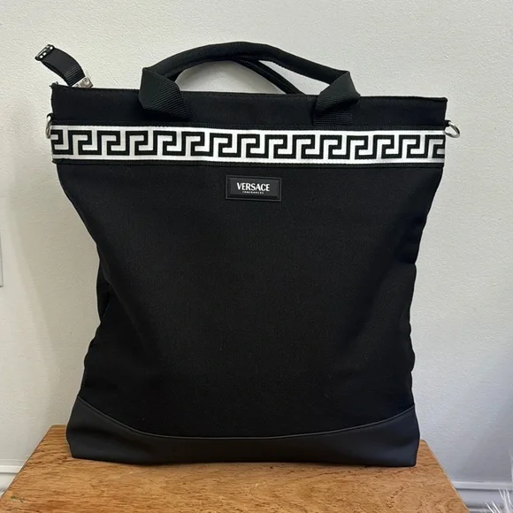 Versace Fragrances Black Canvas Bag Travel Handbag Tote - Picture 1 of 6
